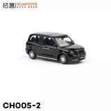 Black 1/64 scale diecast car model with open grille and side doors