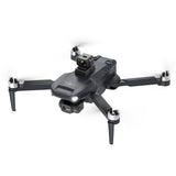 Foldable quadcopter drone with front camera and 3-axis gimbal, dark gray