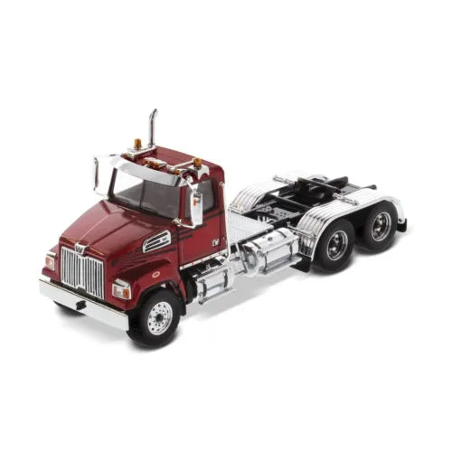 Diecast Western Star 4700 SF tandem truck-tractor model, metallic red cab with chrome grille