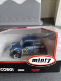 Diecast racing car toy in box, blue car with #56 on display, mini7 Racing Club label