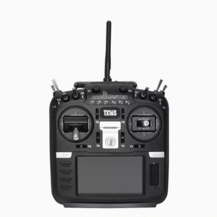 FPV radio remote controller with antennas, buttons, and built-in screen