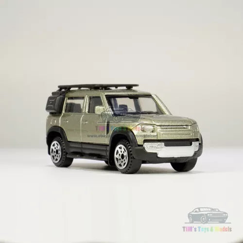 Green diecast SUV model car with front grille detail and white wheels