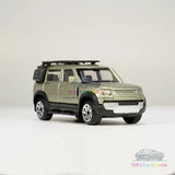 Green diecast SUV model car with front grille detail and white wheels