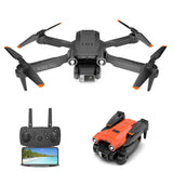 Foldable mini quadcopter drone with 4K camera and orange accents