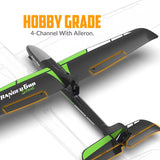 RC glider airplane model, black with green accents, four-channel aileron, 60cm