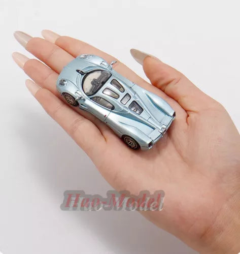 Pagani Utopia RM alloy diecast model car, light blue silver sports car