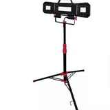Multi-directional LED tripod work light with LED panels, black frame and red stand