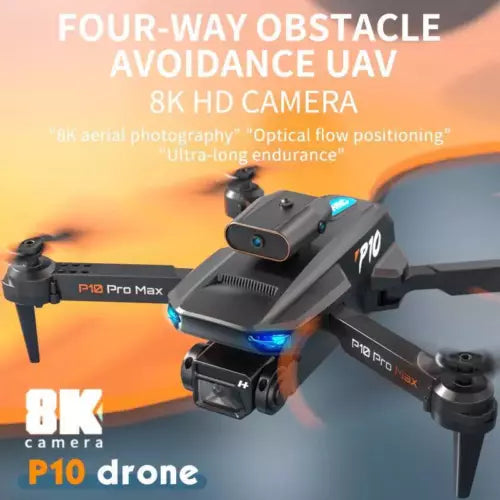 Foldable quadcopter drone with 8K camera, dark gray body