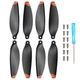 Drone replacement propellers set, dark blades with orange tips and screw hardware