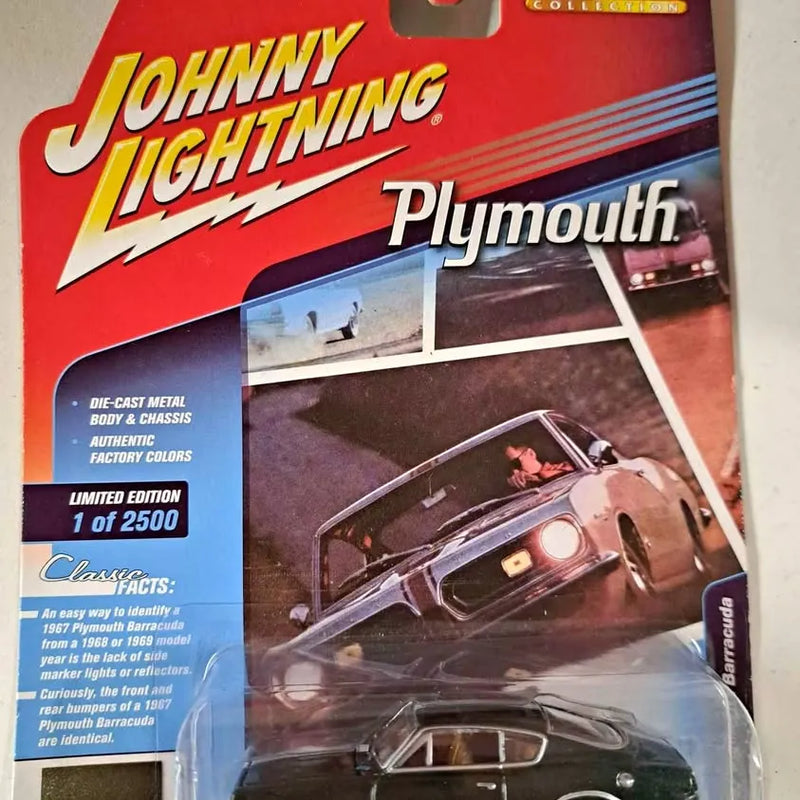 Johnny Lightning die-cast Plymouth model car in blister packaging