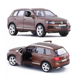 Brown 1:36 SUV diecast model car with openable doors and white wheels