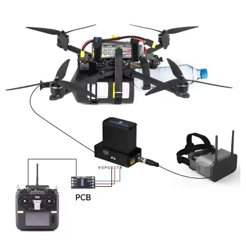 FPV racing drone with camera and remote controller, plastic frame and propellers