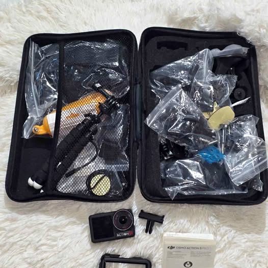 DJI Action 5 Pro camera kit with accessories in black storage case