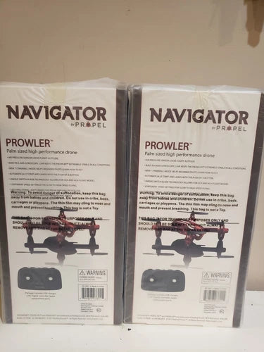 Propel Navigator Prowler stunt drone retail boxes, front view