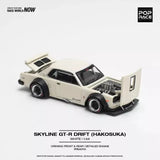 Pop Race 1:64 Diecast - NISSAN SKYLINE GT-R V8 DRIFT (HAKOSUKA) - WHITE PR64-113 Toy