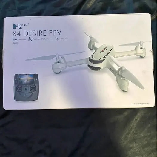 FPV drone kit box with illustrated quadcopter and handheld remote controller