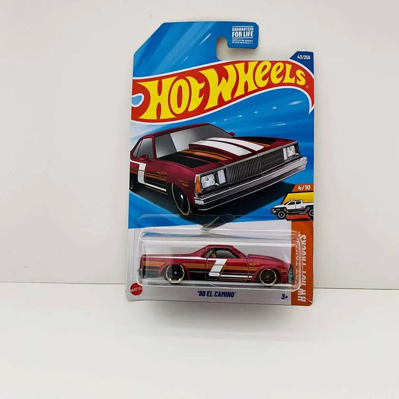Hot Wheels 1980 El Camino diecast car in retail blister pack, red and black.