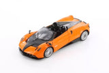 PAGANI HUAYRA Roadster 1/24 diecast car, orange body with black hood, open-top