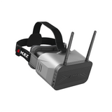 FPV goggles with head strap and dual antennas, black and gray