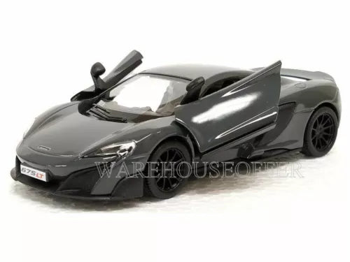Gray diecast sports car model with front splitter and rear spoiler