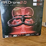 Parrot drone box showing a quadcopter with four propellers