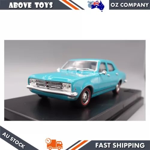 Turquoise diecast 1968 four-door sedan model car with front grille detail