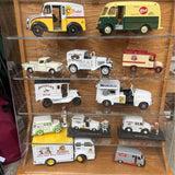 Assorted Danbury Mint Diecast Milk Trucks + milk crates + large display case. New Providence NJ