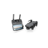Compact quadcopter drone with remote controller and foldable arms, gray and black