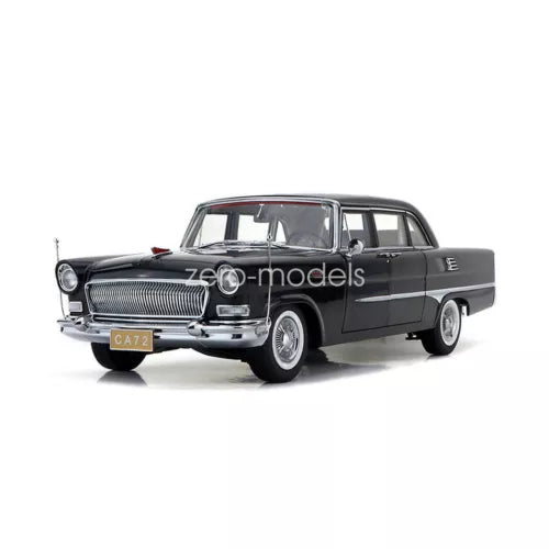1:18 scale black diecast model sedan, chrome grille and front bumper, openable doors