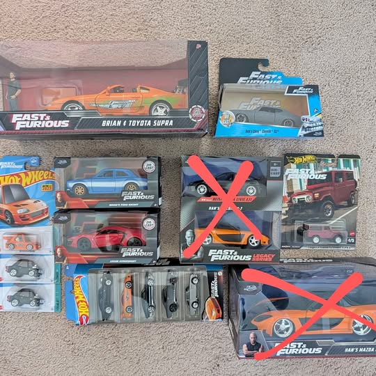 Assorted Fast & Furious diecast cars set, boxed vehicles in various colors