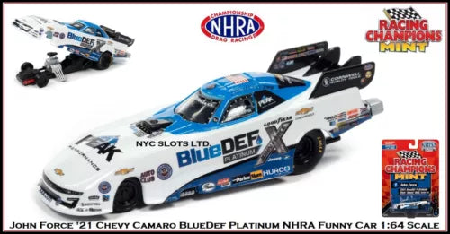 1:64 diecast funny car model, John Force '21 Camaro BlueDef