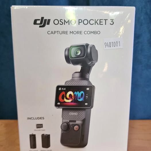 Osmo Pocket 3 Capture More combo box with handheld gimbal camera illustration