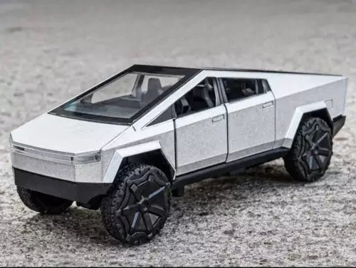 1:36 diecast model car, silver-gray body with black wheels and side windows