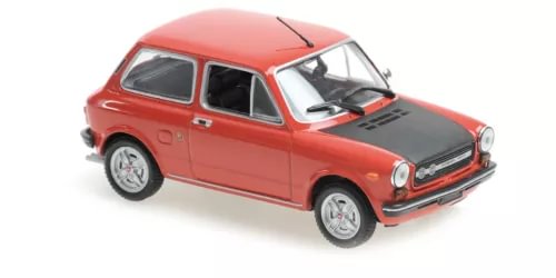Red 1974 Abarth A112 diecast car, front three-quarter view