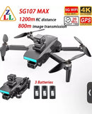 SG107 MAX RC Drone GPS FPV 4K HD Camera Obstacle Avoidance Quadcopter 3 Battery Drone