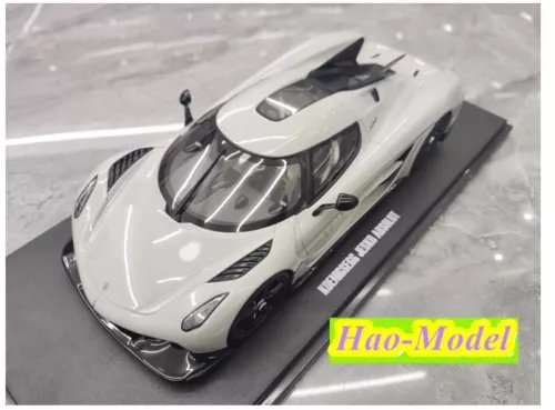 1/18 resin diecast sports car model, white with black accents, on base