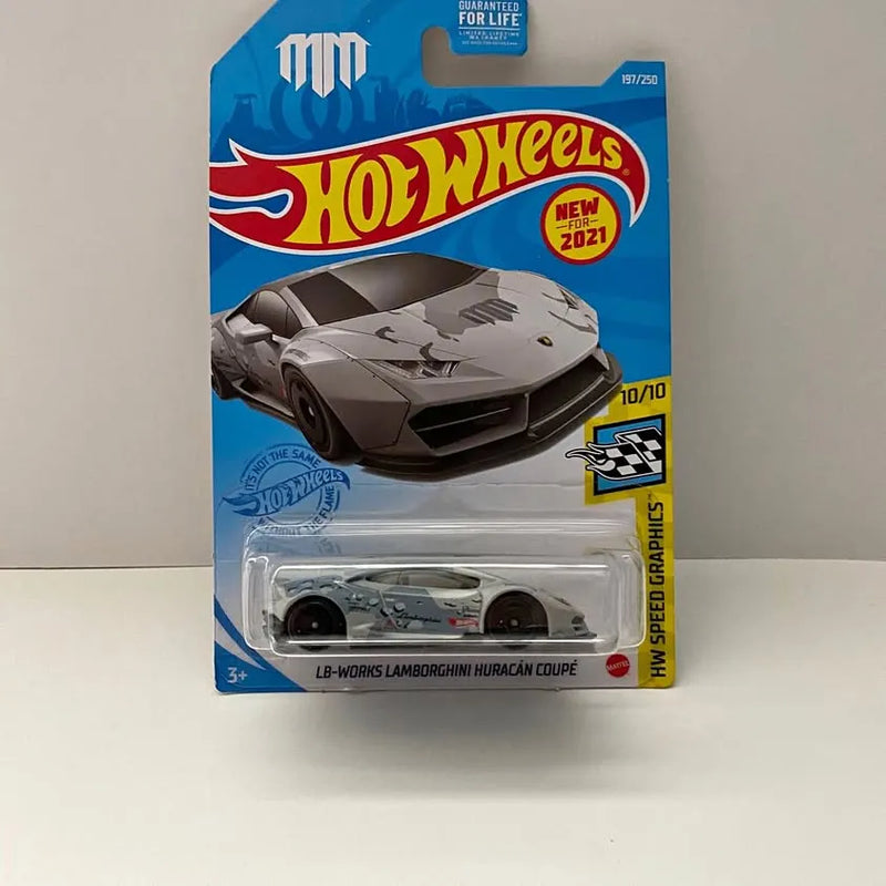 Hot Wheels Speed Graphics diecast car in blister, gray coupe with black wheels