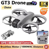 GT3 GPS 8K Professional HD 180? Dual Camera 5G WIFI FPV Drones Toys Drone