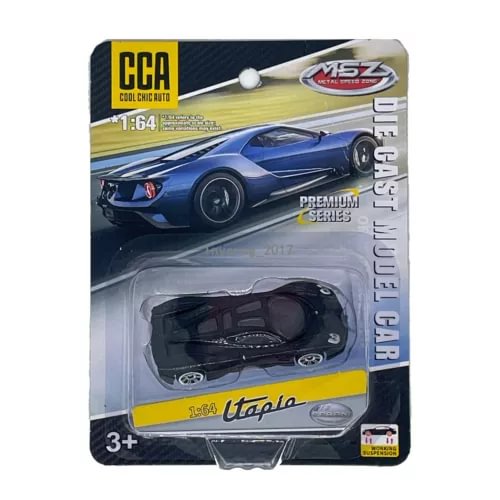 1:64 blue Pagani Utopia diecast model car in clear blister packaging, black wheels