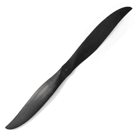 2-blade carbon fiber propeller blade, dark finish, curved profile