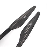 Drone propeller blades, carbon fiber black with checkered pattern and mounting holes