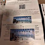 Drone instruction manual page with app operation diagram and QR code