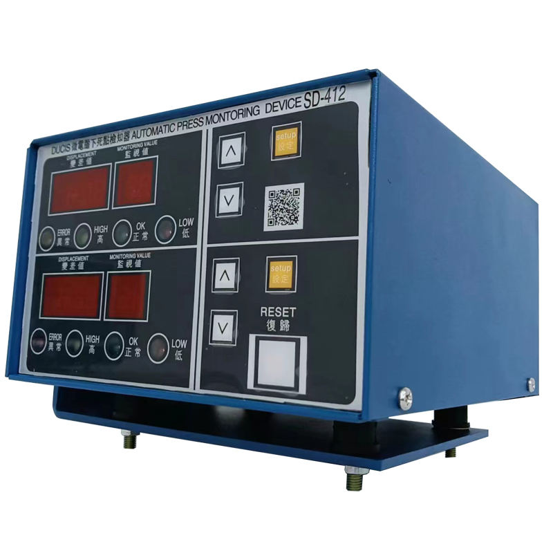 Industrial press monitoring device with digital display and blue housing, SD-412