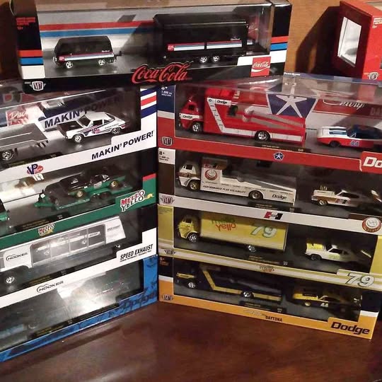 Dodge haulers diecast truck set in retail display boxes, assorted vehicles