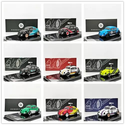 Assorted 1:64 diecast beetle model cars, multiple colors shown in a collage view
