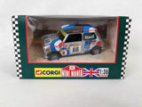 Corgi Mini Mania 1:36 diecast racing car toy, blue and white with number 88.