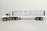 1/64 diecast semi truck with white cab and long calendar trailer