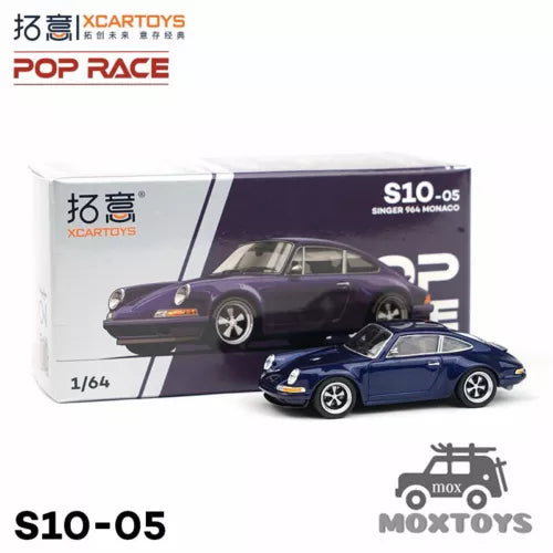Dark blue 1:64 diecast race cars, two-car display with black accents