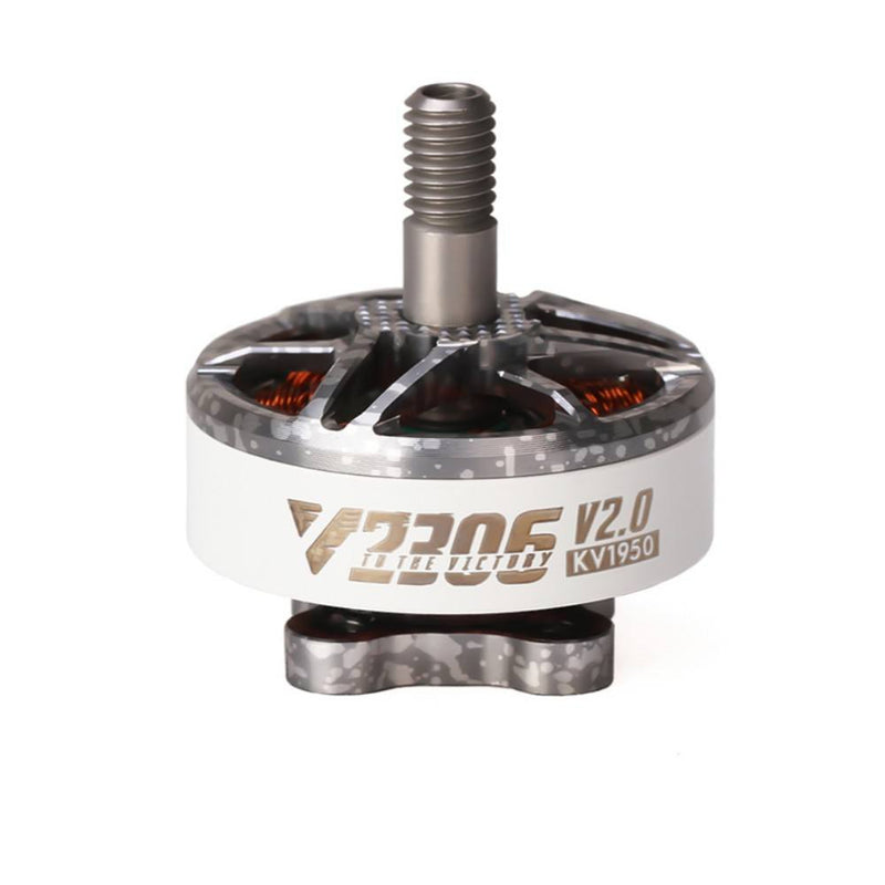 Brushless FPV drone motor with threaded shaft and metal mounting base
