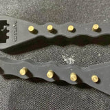 Drone antenna extender metal bracket with multiple gold fasteners and holes